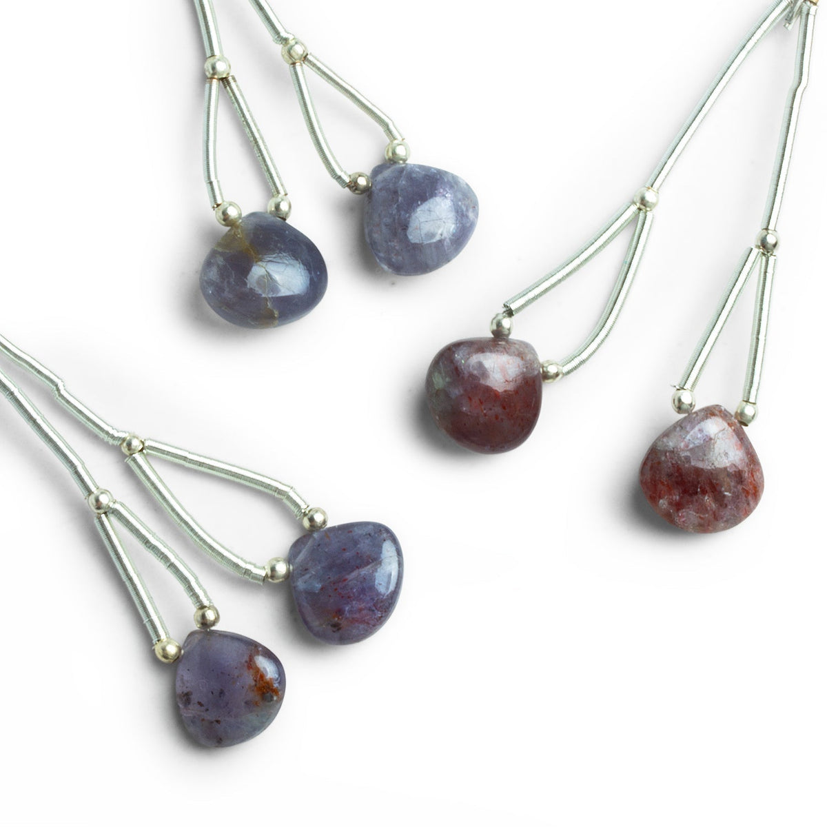 10-11mm Bloodshot Iolite Heart Focals 2 Beads