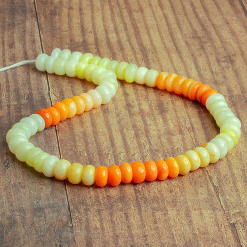10-11mm Yellow & Orange Opal Plain Rondelles 16 inch 60 beads
