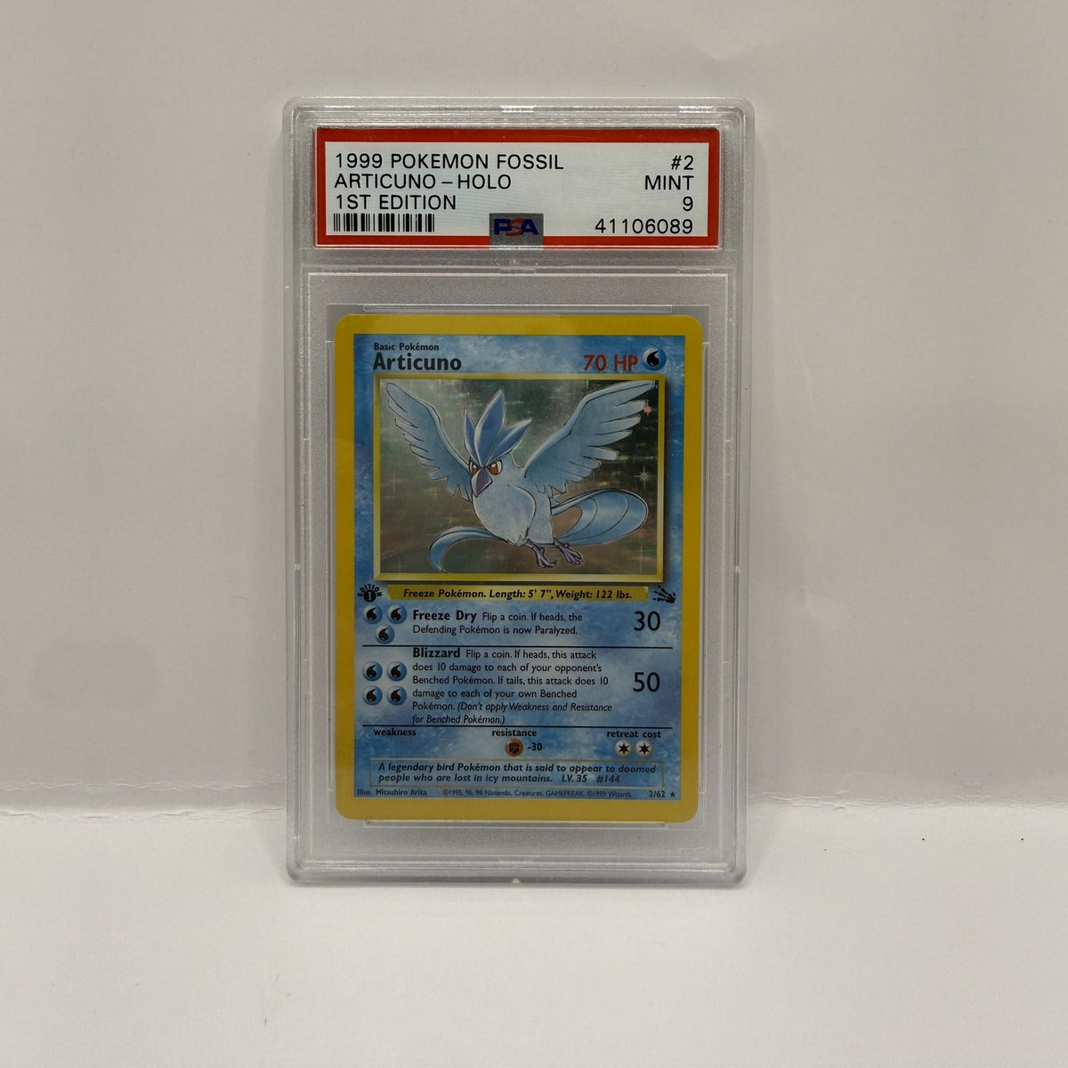 1999 Pokémon Fossil 1st Edition Articuno Holo #2 PSA 9 MINT