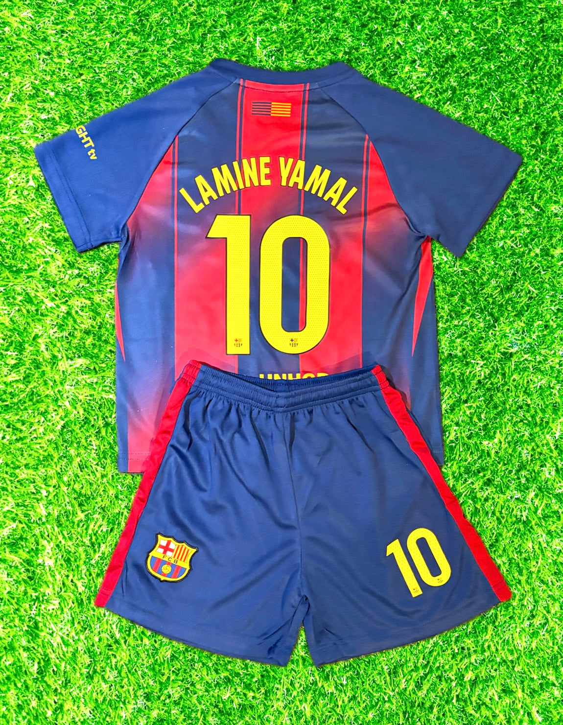 Conjunto Infantil Camisa de Futebol Lamine Yamal Barcelona