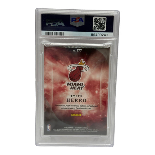 2019 Panini Origins Tyler Herro Jersey Autograph - Red /99 Rookie Card #177 PSA 7 NEAR MINT & AUTO 10