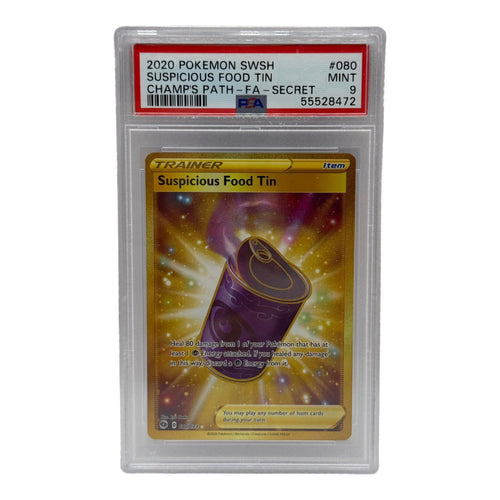 2020 Pokemon Champion's Path Suspicious Food Tin Gold Secret Rare 080/073 PSA 9 MINT