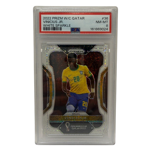 2022 Panini Prizm World Cup Qatar 2024 Vinicius Jr. White Sparkle #36 PSA 8 NM-MT