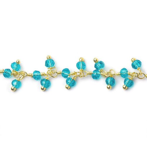 2.5mm Turquoise Crystal rondelle Gold Dangling Chain by the foot