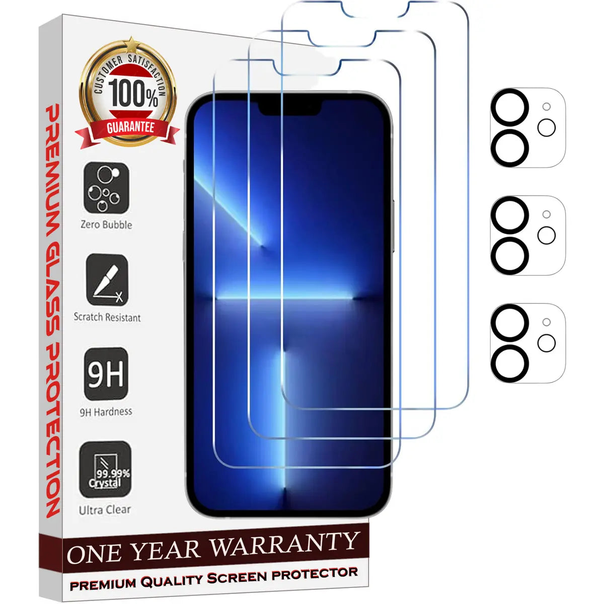 Entronix Clear Screen Protector & Camera Lens Protector Compatible with iPhone 12 - 6-Piece Combo