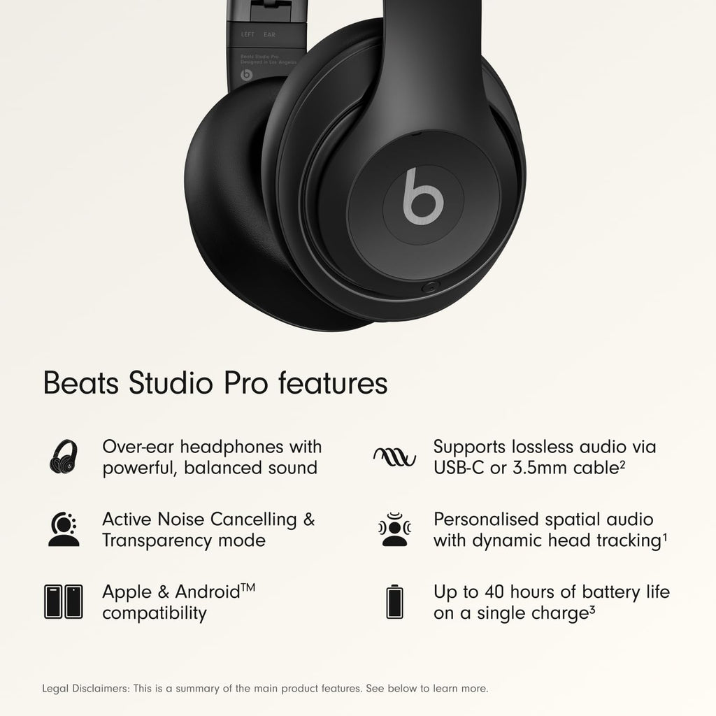Beats Studio Pro Wireless Noise Cancelling Headphones, Black (Refurbished)