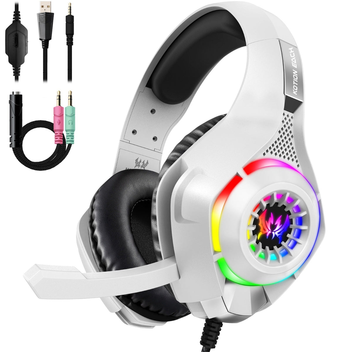 Headset Gamer Estéreo com Microfone e LED