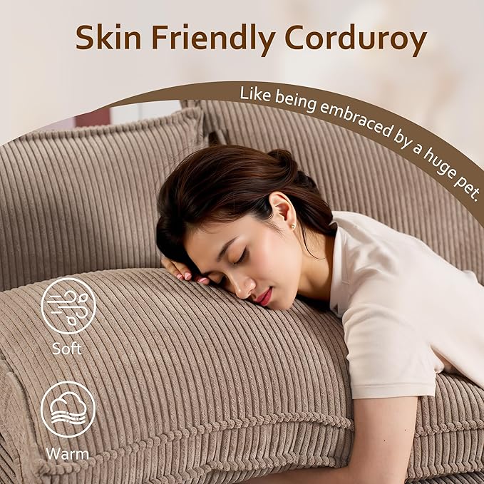HOOOWOOO Modular Sectional Sofa Couch,Matching Free Combination Cloud Couch Left Arm Chair(Camel Corduroy)