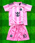 Conjunto Infantil Camisa de Futebol Lionel Messi Miami Rosa