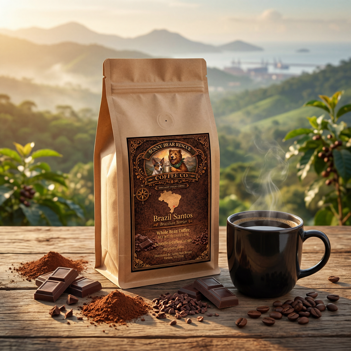 Brazil Santos Coffee, Medium Roast (Sunny Bear Rescue)