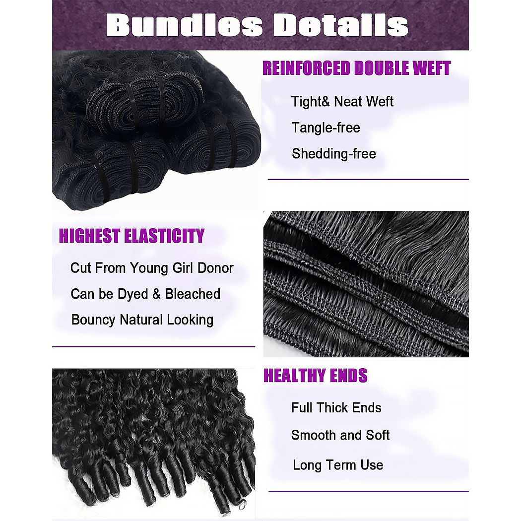 Burmese Curly Brazilian Virgin Hair Bundles Effortless Bounce Natural Color 14-30 Inch - Stariahair
