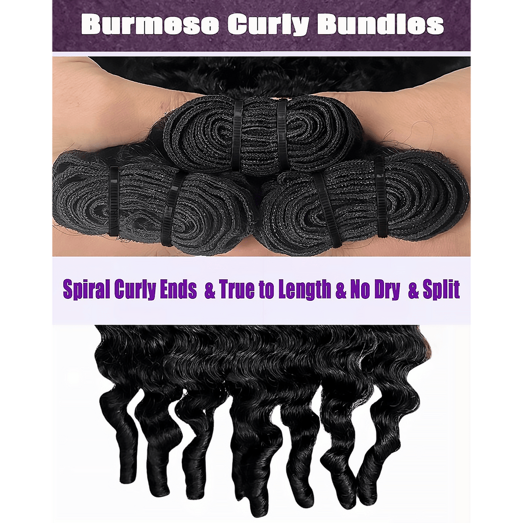 Burmese Curly Brazilian Virgin Hair Bundles Effortless Bounce Natural Color 14-30 Inch - Stariahair