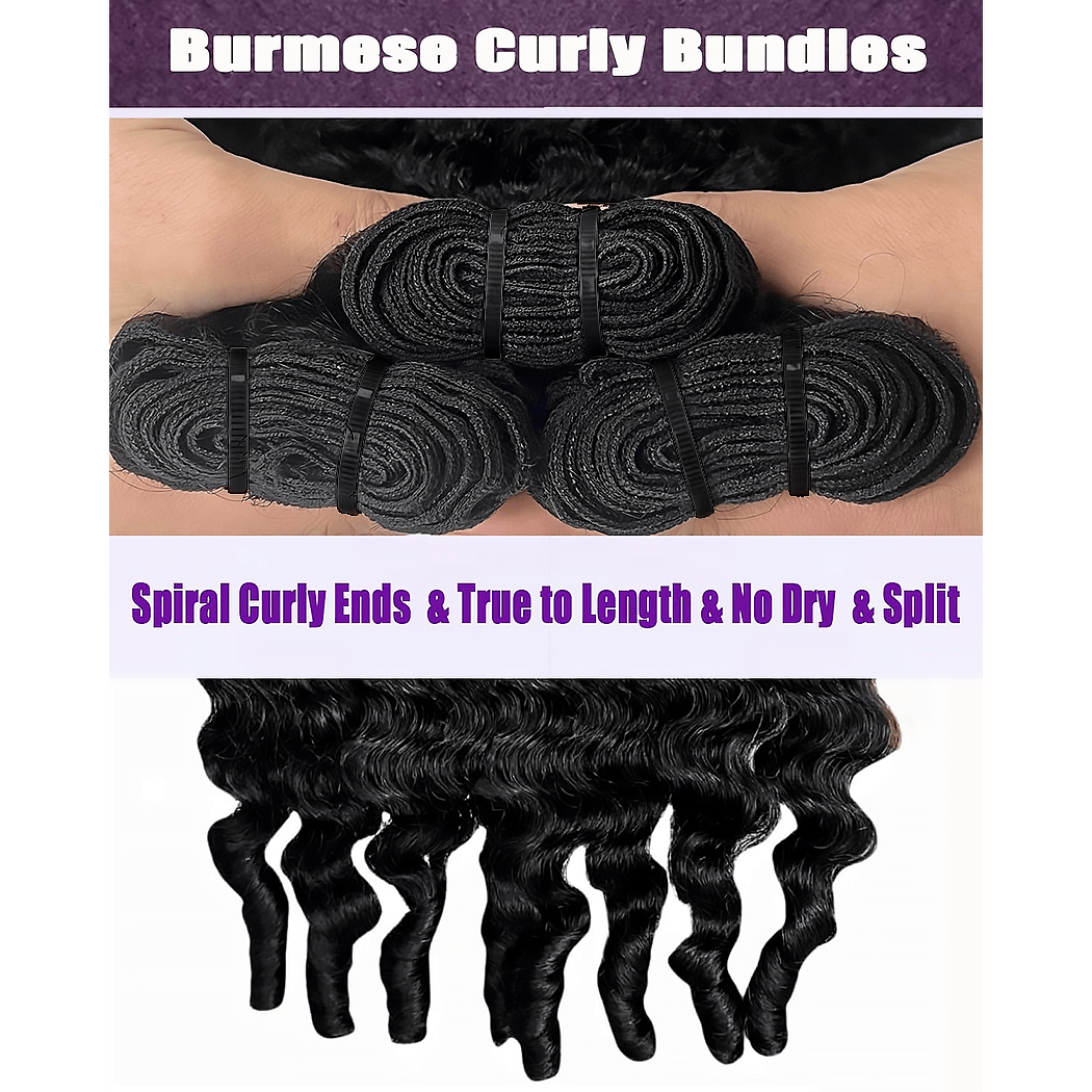 Burmese Curly Brazilian Virgin Hair Bundles Effortless Bounce Natural Color 14-30 Inch - Stariahair