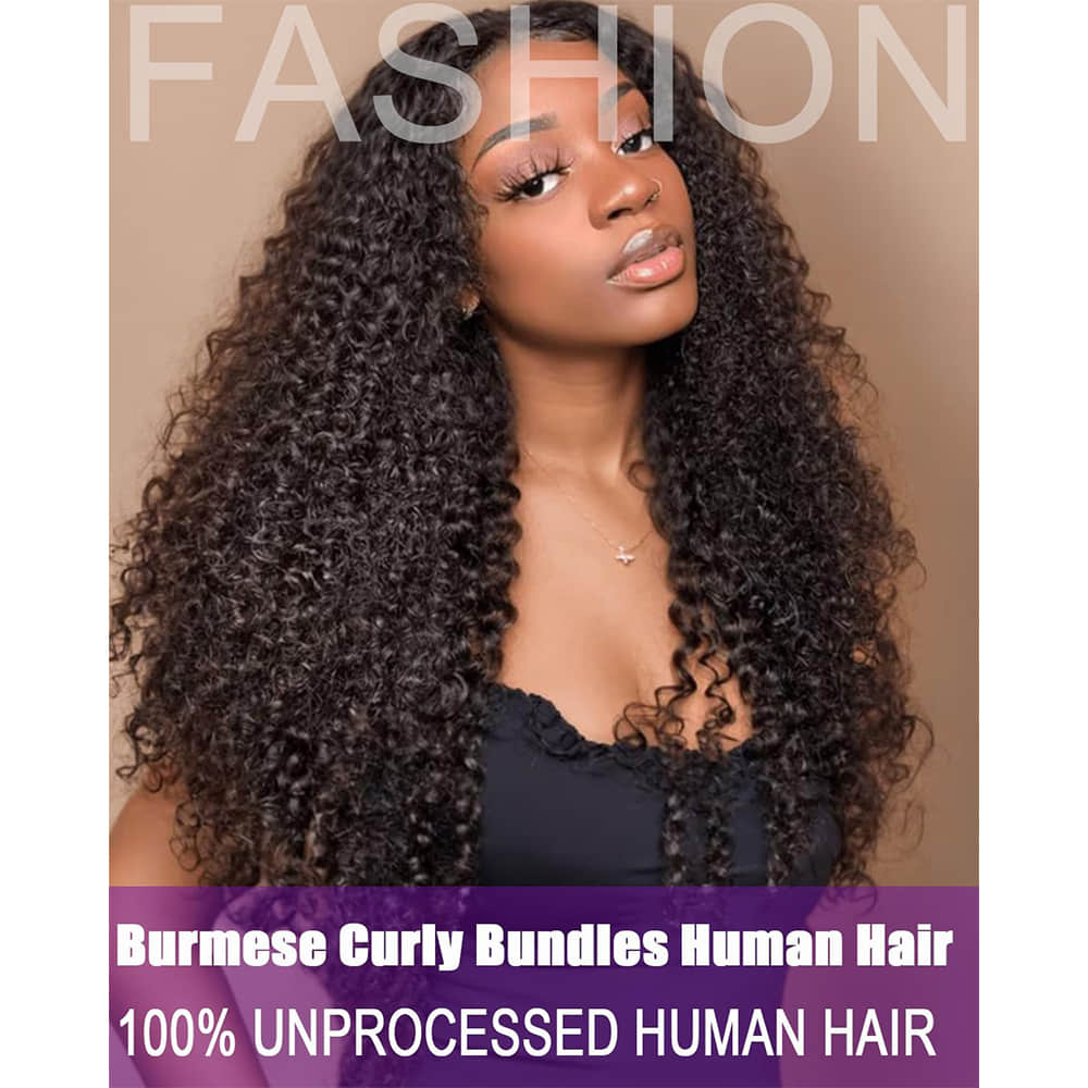 Burmese Curly Brazilian Virgin Hair Bundles Effortless Bounce Natural Color 14-30 Inch - Stariahair