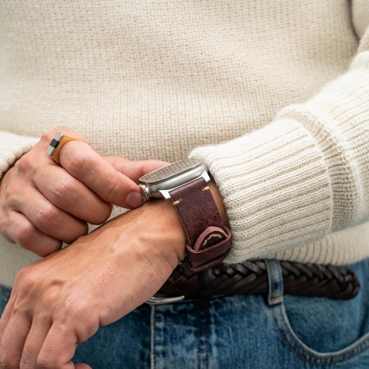 Pulseira de Couro R01 para Apple Watch