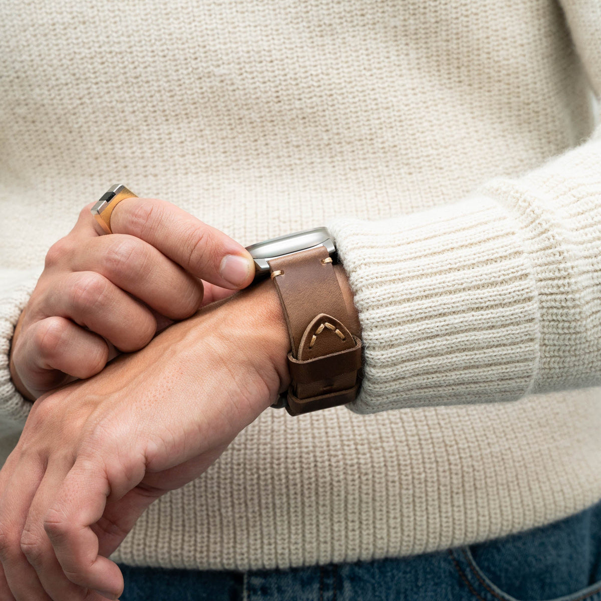 Pulseira de Couro R01 para Apple Watch