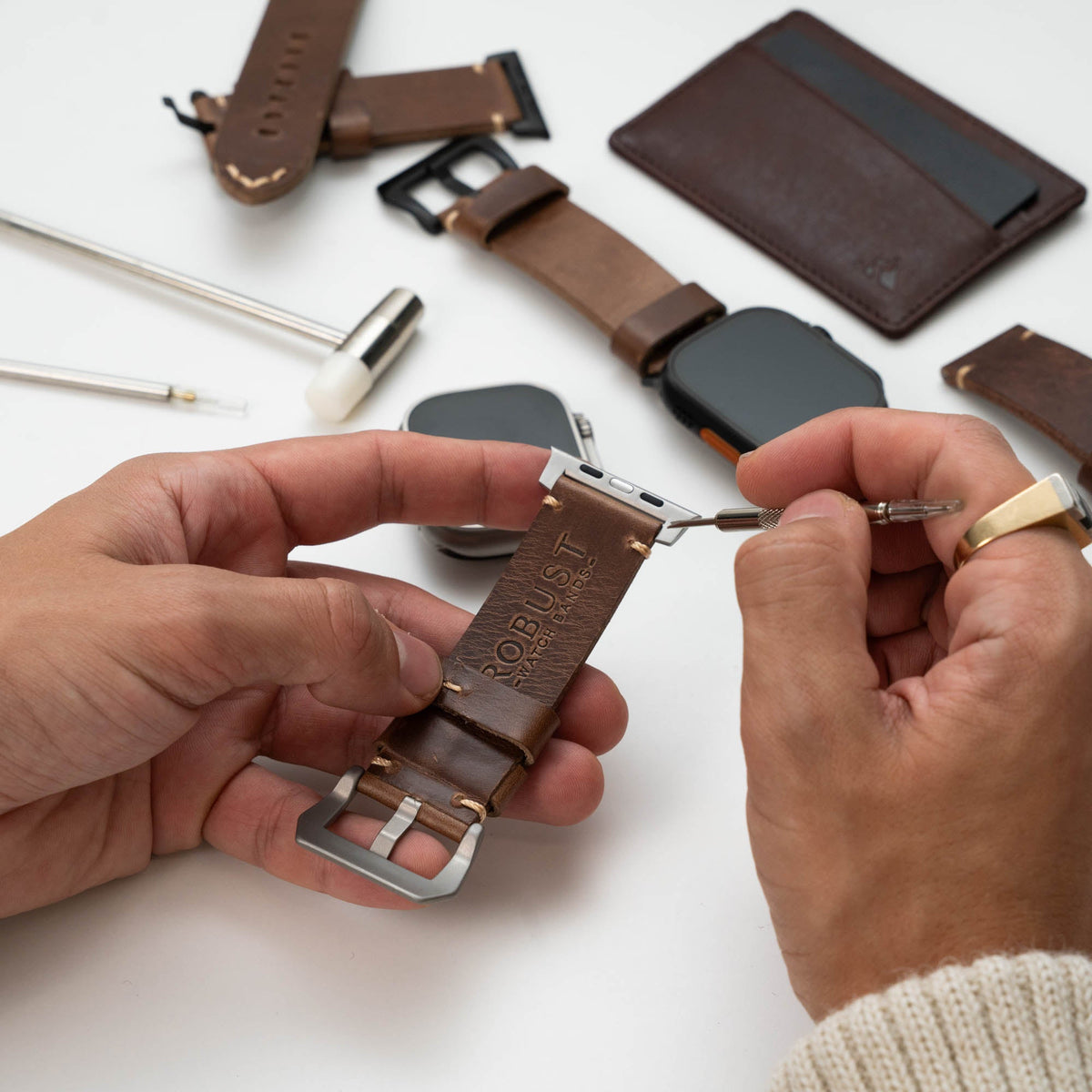 Pulseira de Couro R01 para Apple Watch