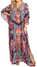 Sakkas Georgettina 2025 Flowy Rhinestone V Neck Long Caftan Dress / Cover Up