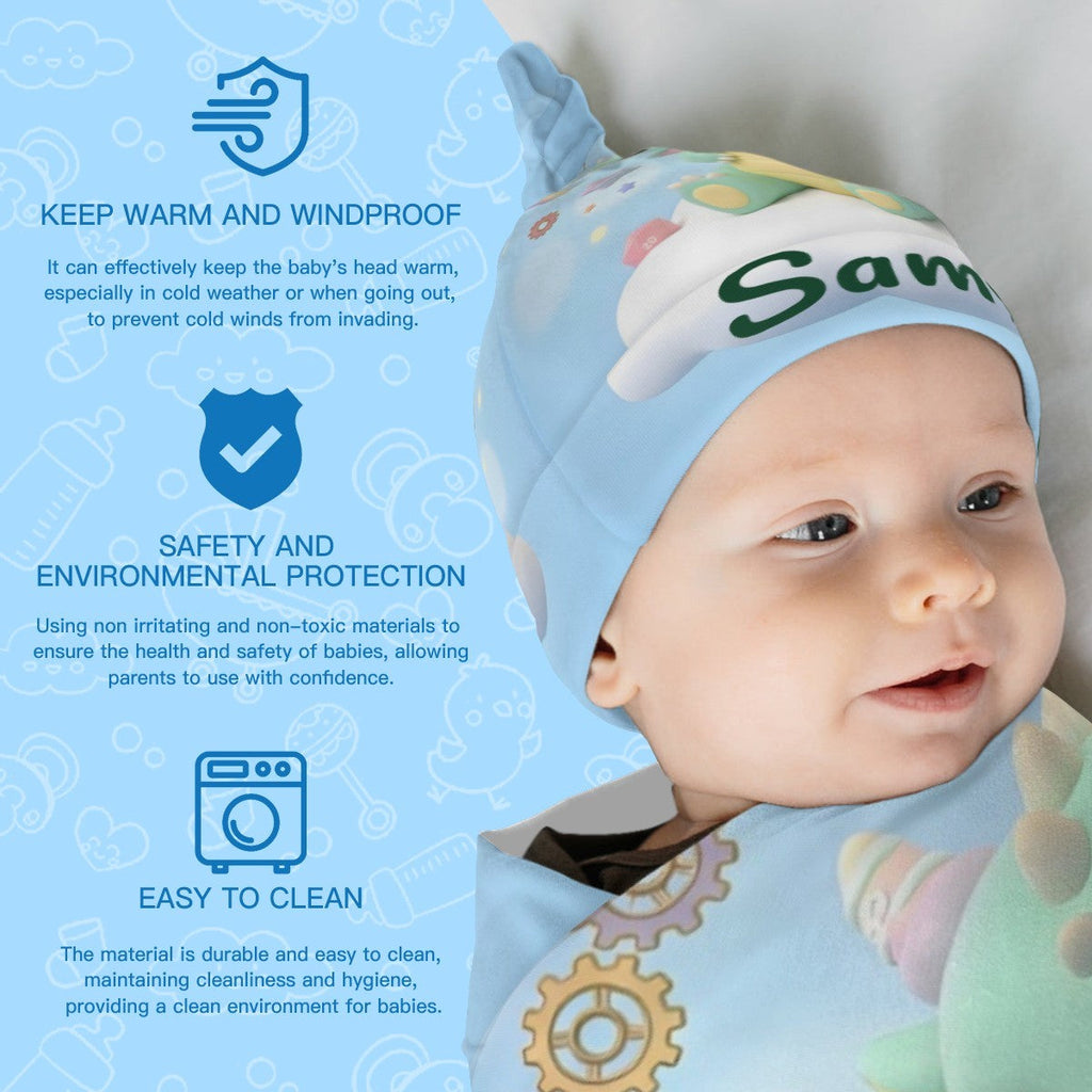 Kit Manta e Touca para Bebê Dragão Verde Personalizado