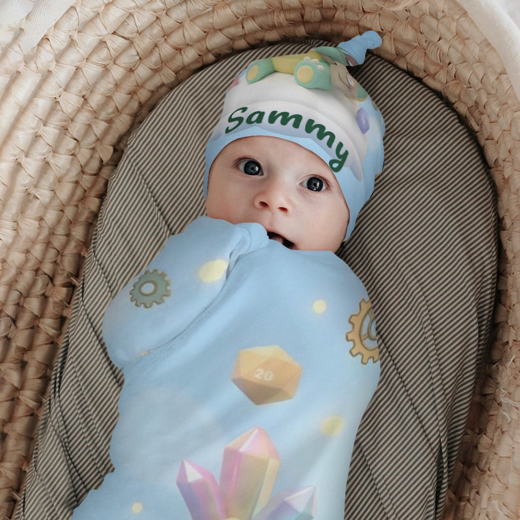 Kit Manta e Touca para Bebê Dragão Verde Personalizado