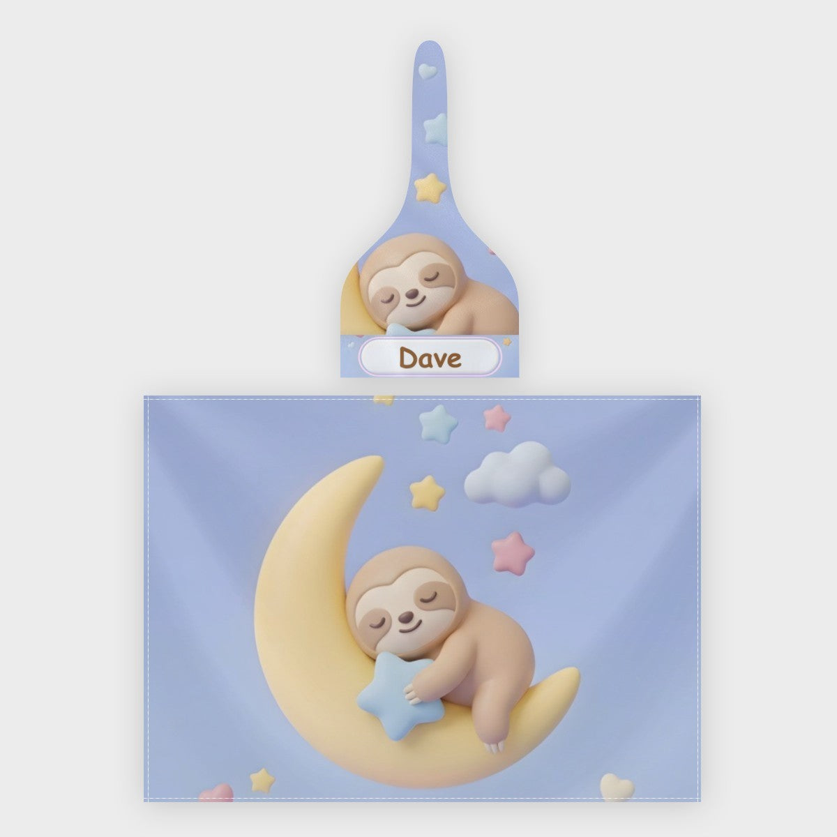 Personalized Sleeping Sloth Baby Swaddle & Hat Set