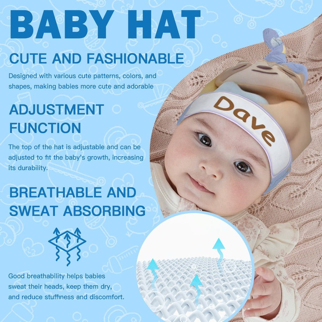 Personalized Sleeping Sloth Baby Swaddle & Hat Set