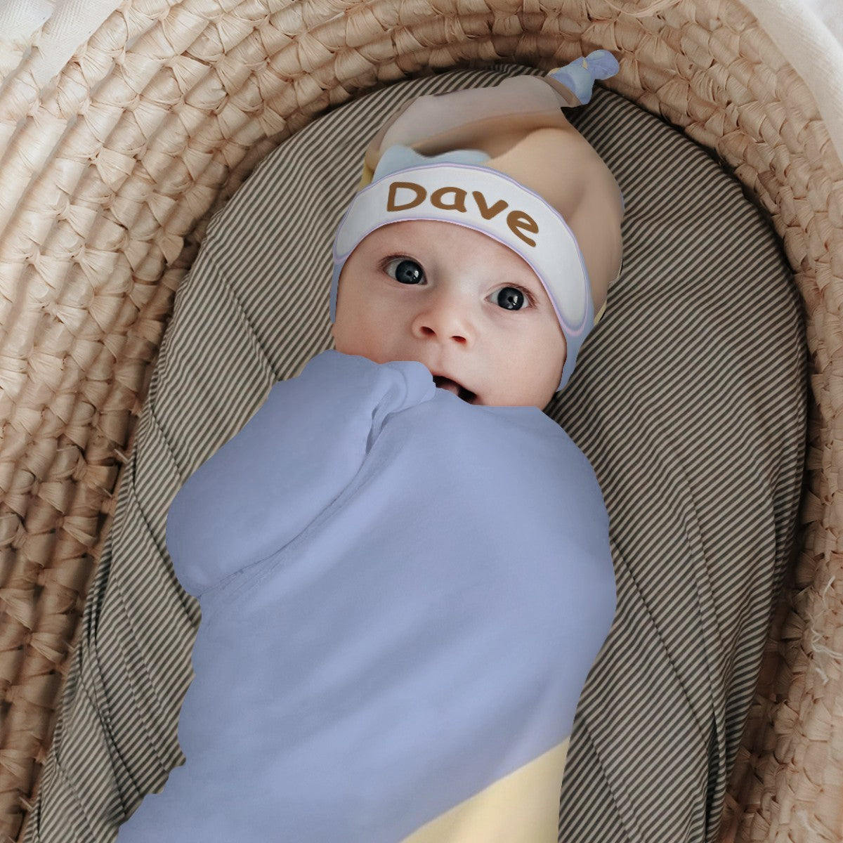 Personalized Sleeping Sloth Baby Swaddle & Hat Set