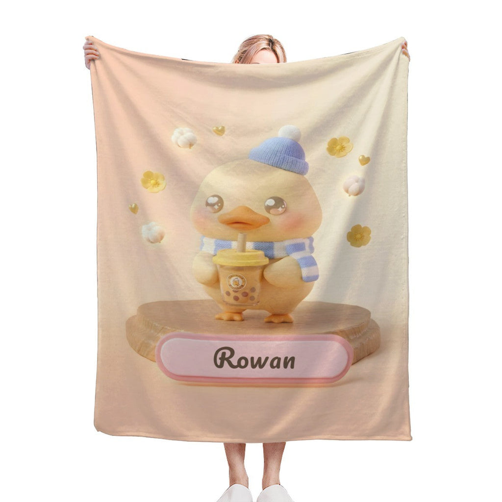 Manta Patinho Kawaii Personalizada com Nome