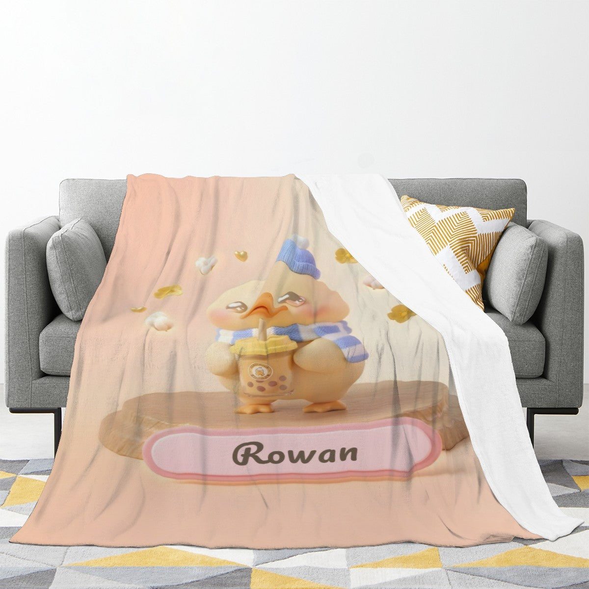 Manta Patinho Kawaii Personalizada com Nome