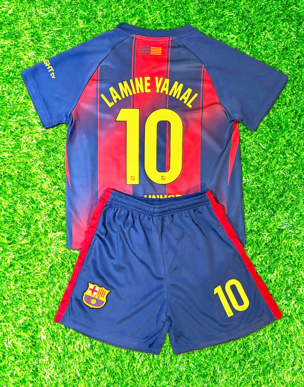 Conjunto Infantil Camisa de Futebol Lamine Yamal Barcelona