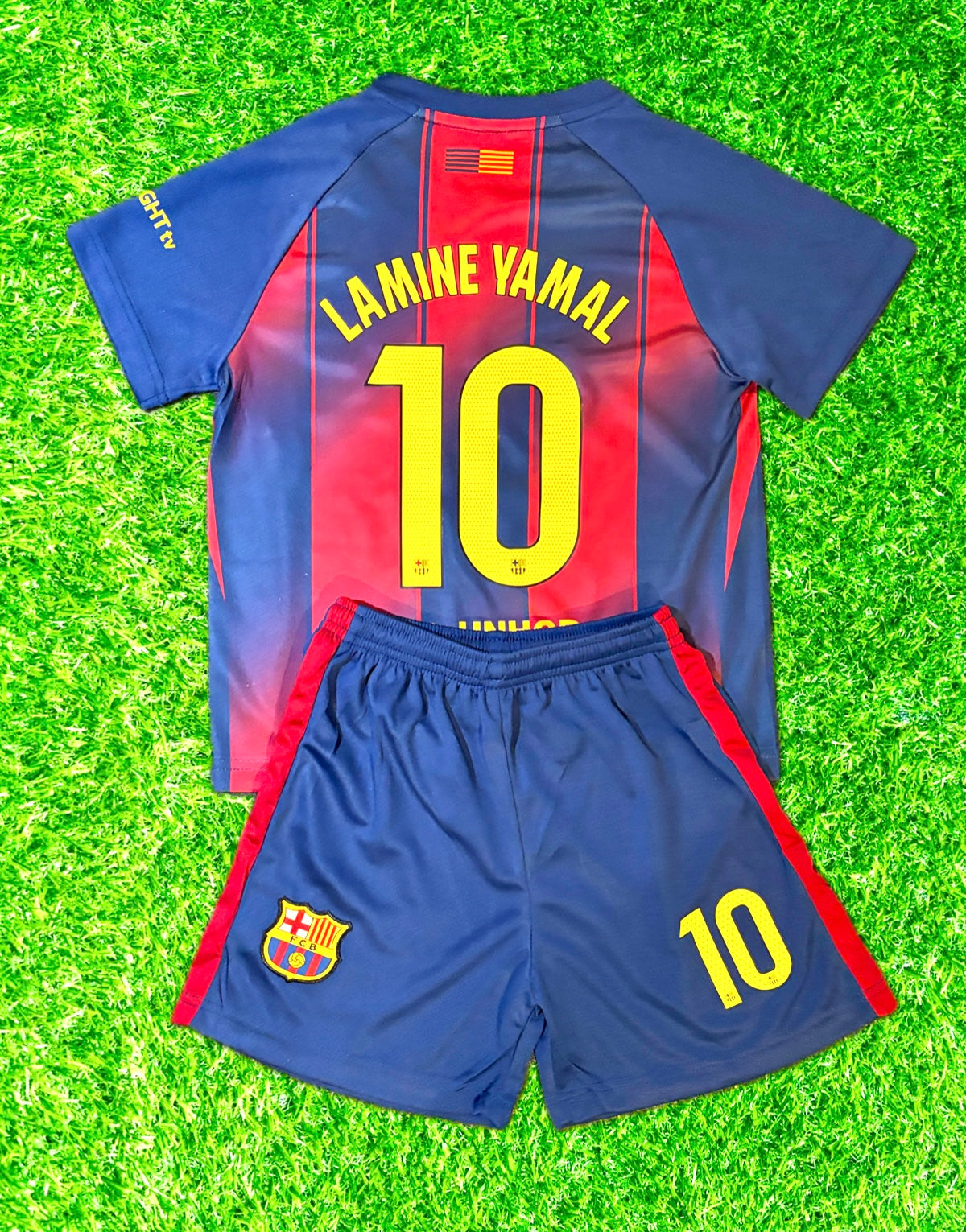 Conjunto Infantil Camisa de Futebol Lamine Yamal Barcelona