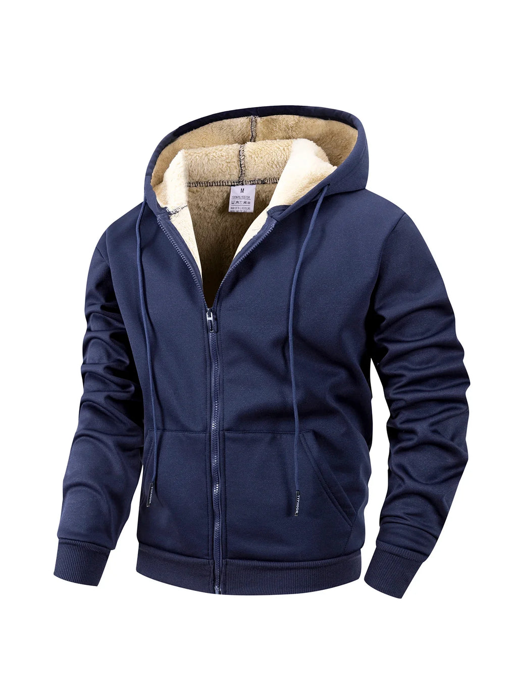 Jaqueta Masculina de Fleece com Capuz e Zíper