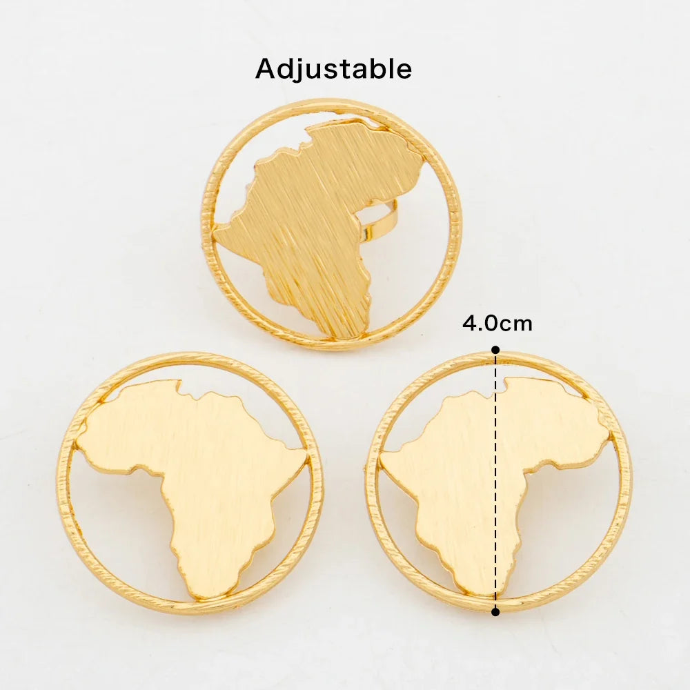 Brazilian 18k Gold Plated Jewelry Set for Women Irregular Design Clip Earrings and Adjustable Ring Jewelry Set Accessories Gifts