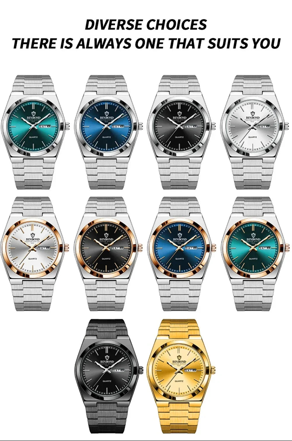 Relógio Masculino BINBOND de Aço Inox