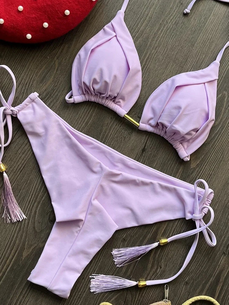 Biquíni Cortininha Feminino com Bojo Push-Up - Estilo Brasileiro, Duas Peças