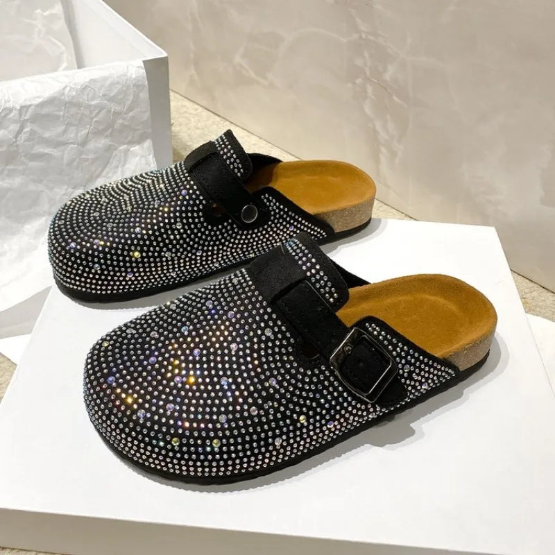 Chinelo Slide Feminino com Plataforma e Strass