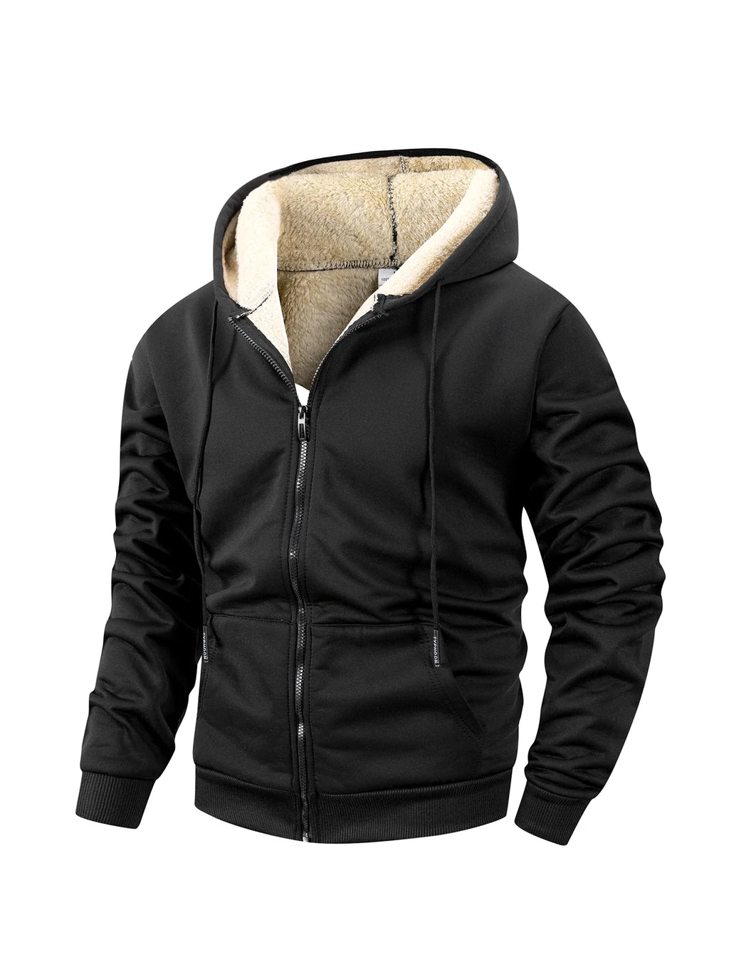 Jaqueta Masculina de Fleece com Capuz e Zíper