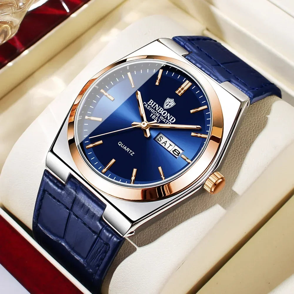 Relógio Masculino BINBOND com Pulseira de Couro