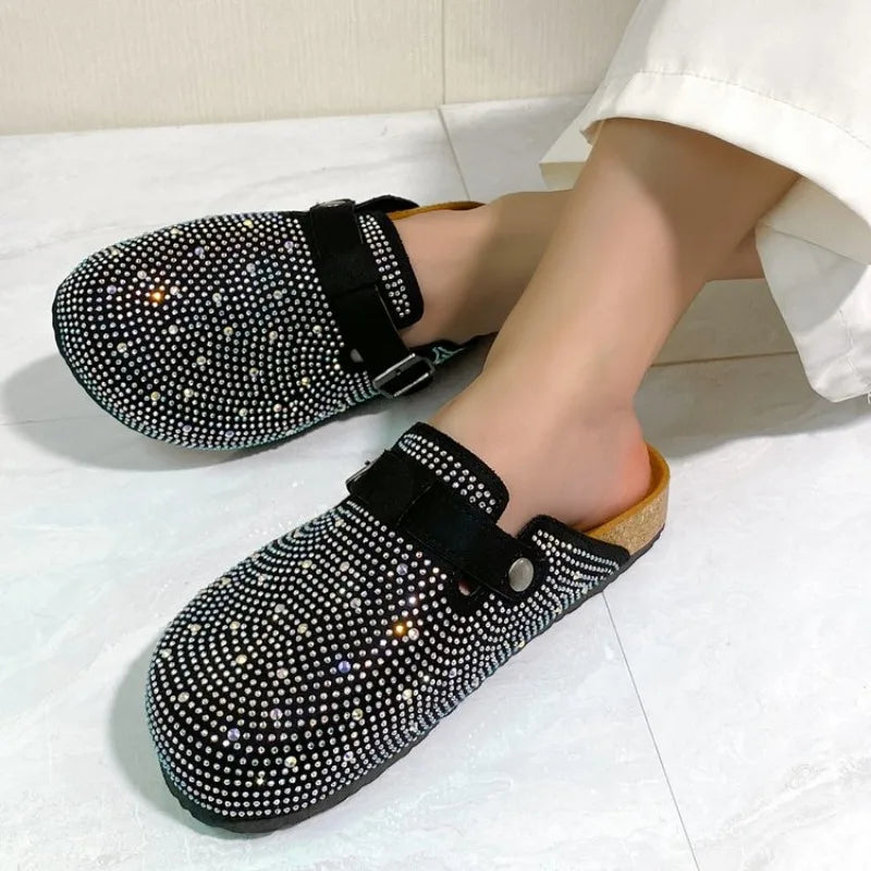 Chinelo Slide Feminino com Plataforma e Strass