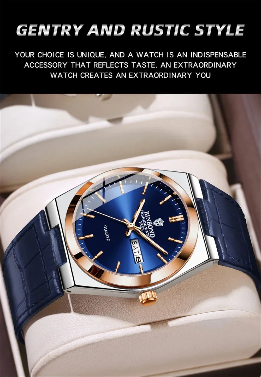 Relógio Masculino BINBOND com Pulseira de Couro