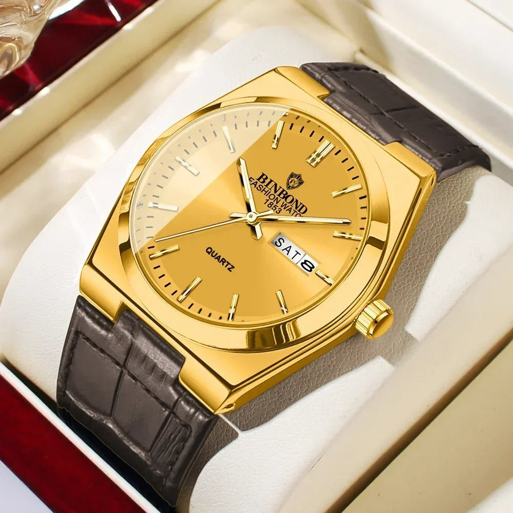 Relógio Masculino BINBOND com Pulseira de Couro