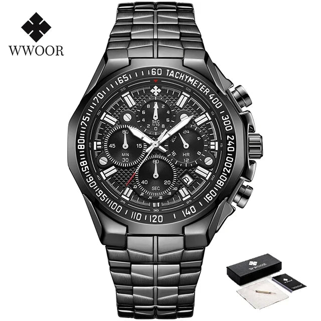 Relógio Masculino WWOOR Cronógrafo Dourado