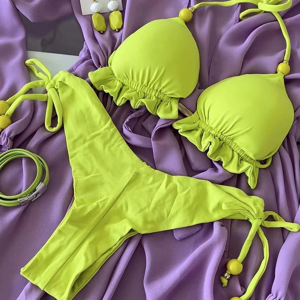 Biquíni Cortininha Feminino com Bojo Push-Up - Estilo Brasileiro, Duas Peças