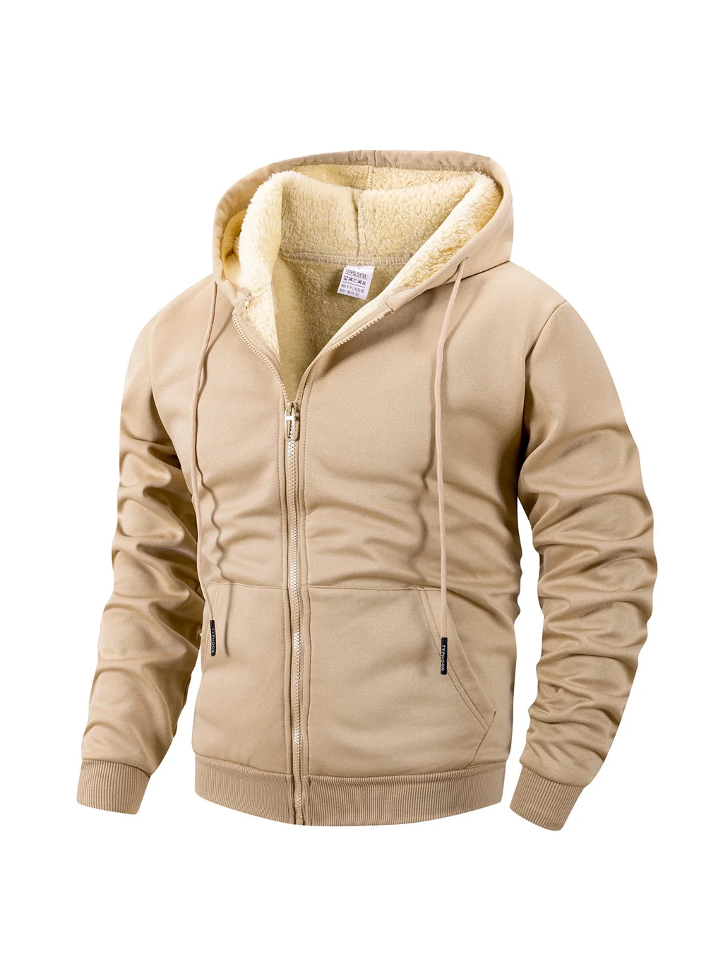 Jaqueta Masculina de Fleece com Capuz e Zíper