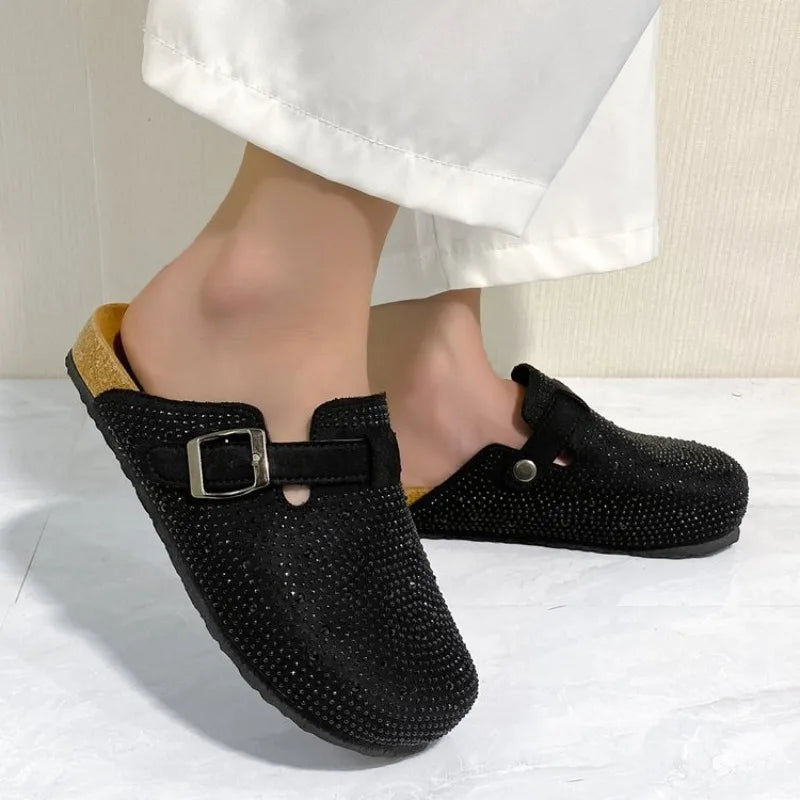 Chinelo Slide Feminino com Plataforma e Strass