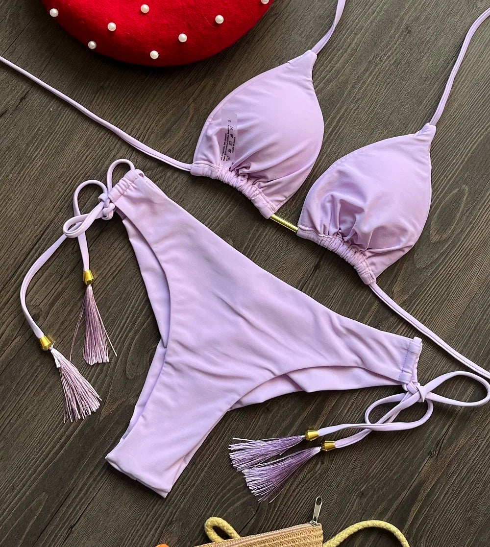 Biquíni Cortininha Feminino com Bojo Push-Up - Estilo Brasileiro, Duas Peças