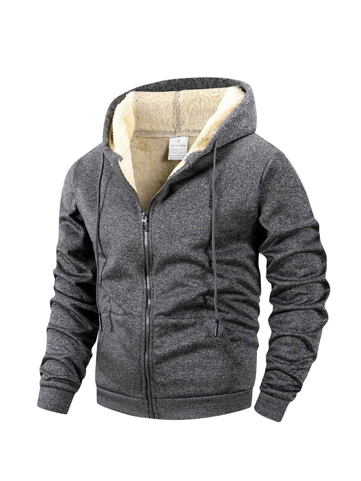 Jaqueta Masculina de Fleece com Capuz e Zíper
