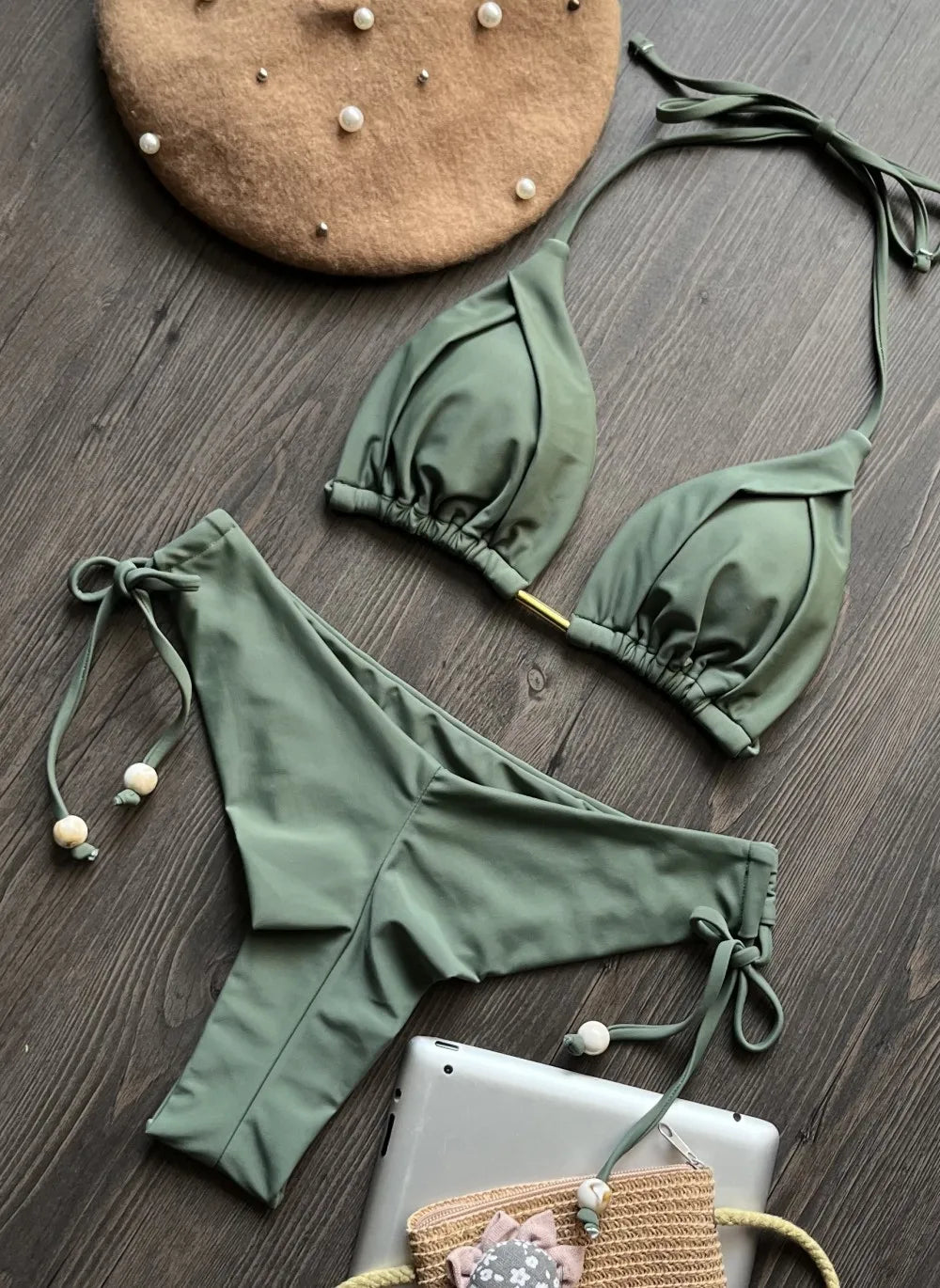Biquíni Cortininha Feminino com Bojo Push-Up - Estilo Brasileiro, Duas Peças