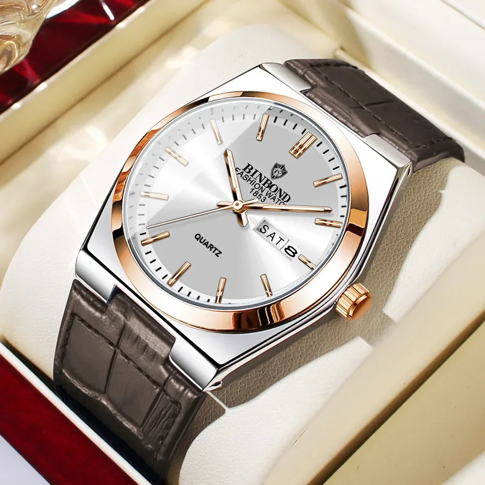 Relógio Masculino BINBOND com Pulseira de Couro