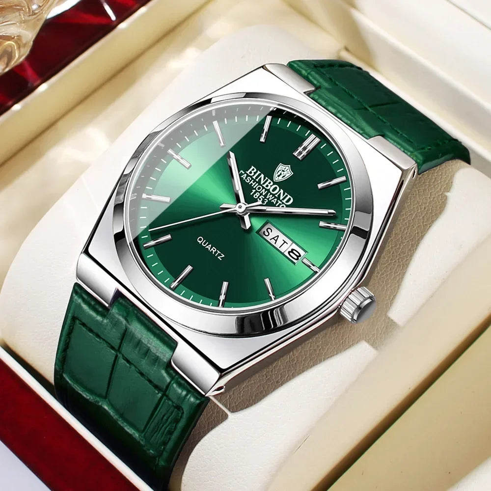 Relógio Masculino BINBOND com Pulseira de Couro